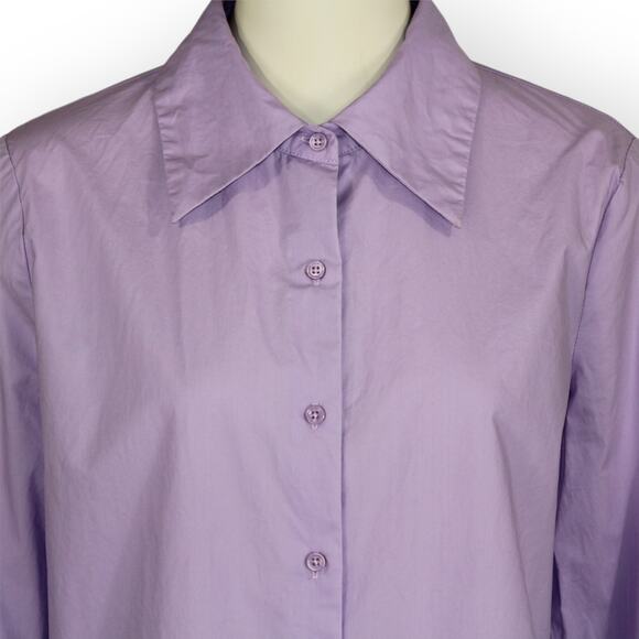 Medium EnglishFactory Cuff Sleeve Accent Collar Poplin Dress Shirt Lavender - Picture 4 of 13